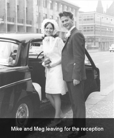 Mike and Meg leaving for the reception