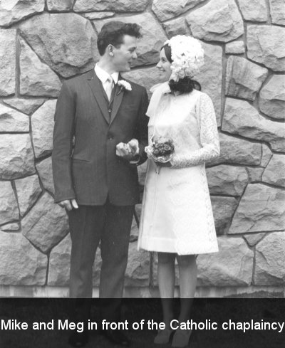 Mike and Meg in front of the Catholic Chaplaincy